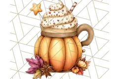 Fall Drink Clipart PNG, Cozy Autumn Cocoa and Latte Art Product Image 3