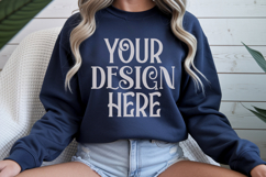 Navy Gildan 18000 Mockup, Sweatshirt Crewneck Mockups Product Image 1