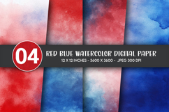 Red Blue Watercolor Digital Paper Product Image 1