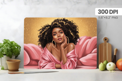 Afro Girl/Woman Melanin braided hair Cutting Board PNG Desig Product Image 1