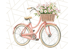 Bicycle with Flowers PNG, Pastel Spring Floral Bike Clipart Product Image 3