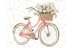 Bicycle with Flowers PNG, Pastel Spring Floral Bike Clipart Product Image 3