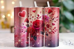 Flowers &amp; Hearts Valentine's Day Tumbler Wrap Sublimation Product Image 1