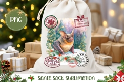 Watercolor Christmas Bat Santa Sack, Winter Gift Bag Product Image 1