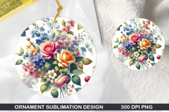 Flowers Stained Glass Ornament PNG, Digital Download File Product Image 1