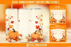 Pumpkin Tumbler Sublimation Wrap, 20 oz Fall Tumbler Wrap Product Image 1