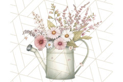Watering Can Flowers PNG, Rustic Floral Watercolor Clipart Product Image 4