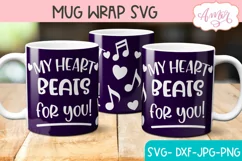 Valentines day Mug Wrap SVG for infusible ink, music lover Product Image 1
