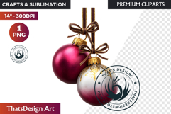 Christmas Baubles Clipart, Festive Holiday Ornaments PNG Product Image 1