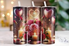 Flowers &amp; Hearts Valentine's Day Tumbler Wrap Sublimation Product Image 1
