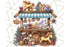 Cozy Christmas Market Stall Clipart PNG, Holiday Art Png Product Image 3
