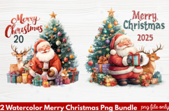 2 Watercolor Merry Christmas PNG | Festive Holiday Product Image 1