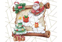 Santa Sleigh Ride Clipart PNG, Flying Reindeer Christmas Art Product Image 3