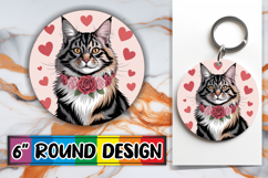 Heartfelt Circle Car Coasters PNG, Cat Valentin's Day Product Image 1