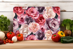 Watercolor Vintage Rose Flower Cutting Board | Cutting Board Product Image 3