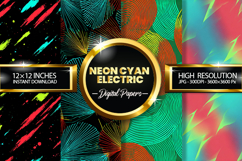 Neon Cyan Electric Digital Papers - 04 variations Product Image 1