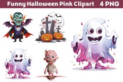 Funny Halloween Pink Clipart PNG Product Image 1