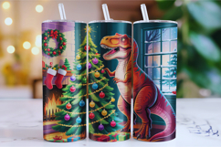 Merry Dinosaur Tumbler Wrap | Christmas Wrap Product Image 1