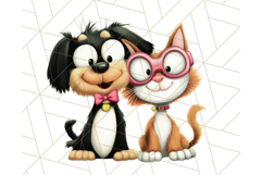 Dog and Cat Friends PNG, Cute Pet Clipart, Funny Animal Art Product Image 3
