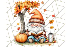 Fall Gnome PNG Clipart, Cute Autumn Gnomes with Pumpkins Product Image 3