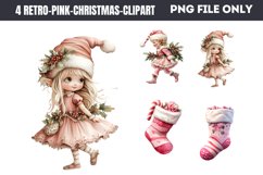 Retro Pink Christmas Sublimation Clipart PNG Product Image 1