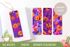 Colorful Flowers Bookmark Designs, Floral Bookmarks Print Product Image 1