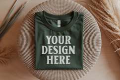 Gildan 64000 Charcoal Folded T-Shirt Mockup | Flat Lay Unise Product Image 1