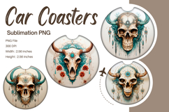 Halloween Car Coasters Skull Western Car Accessories Circle Product Image 1