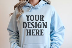 Light Blue Gildan 18500 Hoodie Sweatshirt Mockup, Unisex H Product Image 1