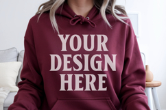 Maroon Gildan 18500 Hoodie Mockup, Unisex Sweatshirt Mo Product Image 1