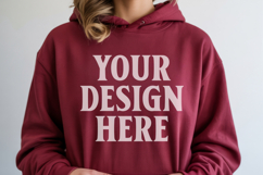 Maroon Gildan 18500 Hoodie Sweatshirt Mockup, Unisex Product Image 1