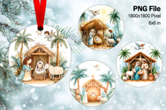 Nativity Scene Christmas Ornament Round Circle Jesus Baby_47 Product Image 1