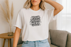Women Living Room T-Shirt Mockup PSD JPG Product Image 1