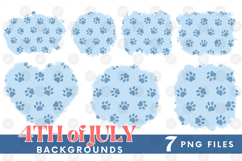American 4th of July Cat Dog Paw Background Png DTF Bundle Product Image 1