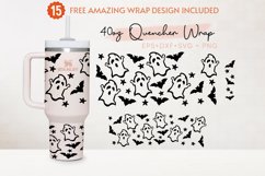 Ghost 40oz Quencher Tumbler, Spooky Season, Halloween, Bat Product Image 2