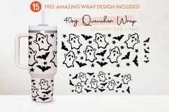 Ghost 40oz Quencher Tumbler, Spooky Season, Halloween, Bat Product Image 1