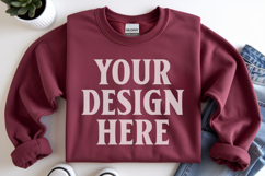 Gildan 18000 Red Folded Flat Lay Mockups Product Image 1