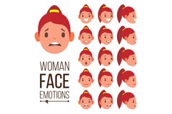 Woman Emotions Vector. Handsome Face Female. Cute, Joy Product Image 1