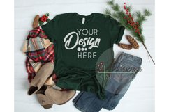 Forest Green Christmas TShirt Bella Canvas Mockup 3001 Product Image 1