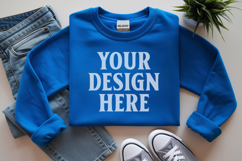 Gildan 18000 Royal Folded Flat Lay Mockups Product Image 1