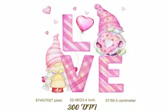 Valentine's Gnomes PNG, Watercolor clip art, Sublimation Gra Product Image 2