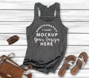 Bella Canvas 8800 racerback tank top mock-up DARK GREY HEATH Product Image 2