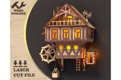 Hanging House Watermill Laser Cut File Product Image 1