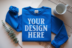 Gildan 18000 Royal Folded Flat Lay Mockups Product Image 1