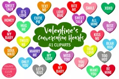 Valentine's Conversation Hearts Cliparts I Love Hearts Product Image 1