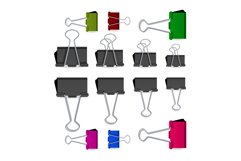 Small Binder Clips Vector Isolated On White. Realistic Paper Product Image 1