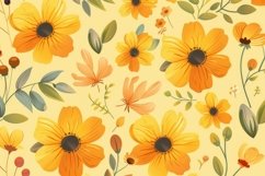 Yellow Flowers on a Yellow Background Wallpaper Product Image 1