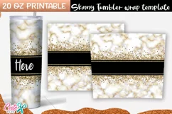 Gold marble 20 oz Skinny Tumbler wrap sublimation Product Image 2