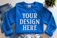 Gildan 18000 Royal Folded Flat Lay Mockups Product Image 1