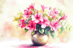 Watercolor Vase with Flowers Background Wallpaper Product Image 1
